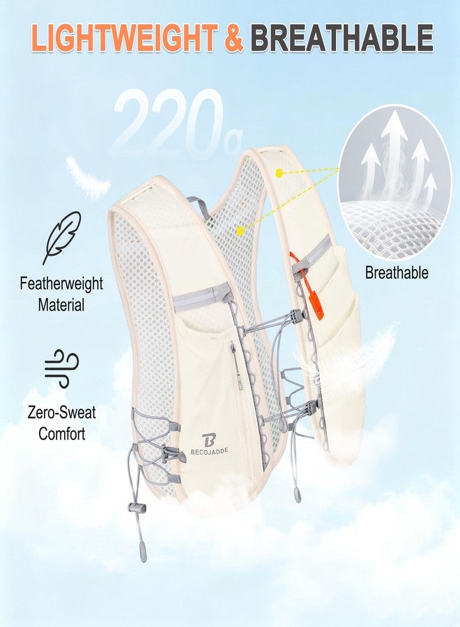 BECOJADDE 5L Running Vest for Women, Hydration Backpack Lightweight & Breathable for Trail Running, Marathon, Hiking, Cycling (No Bladder or Bottles Included), Beige - Image 4