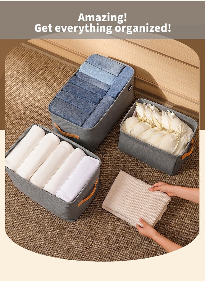 Cedarwave 3 PCS Organizer Storage for Clothes, Storage Organizer, Closet Organizer, Stackable Drawer Closet Organizer with Handles for Clothes, Storage Box Storage Bags Wardrobe Folded Canvas Storage Box  - Image 4