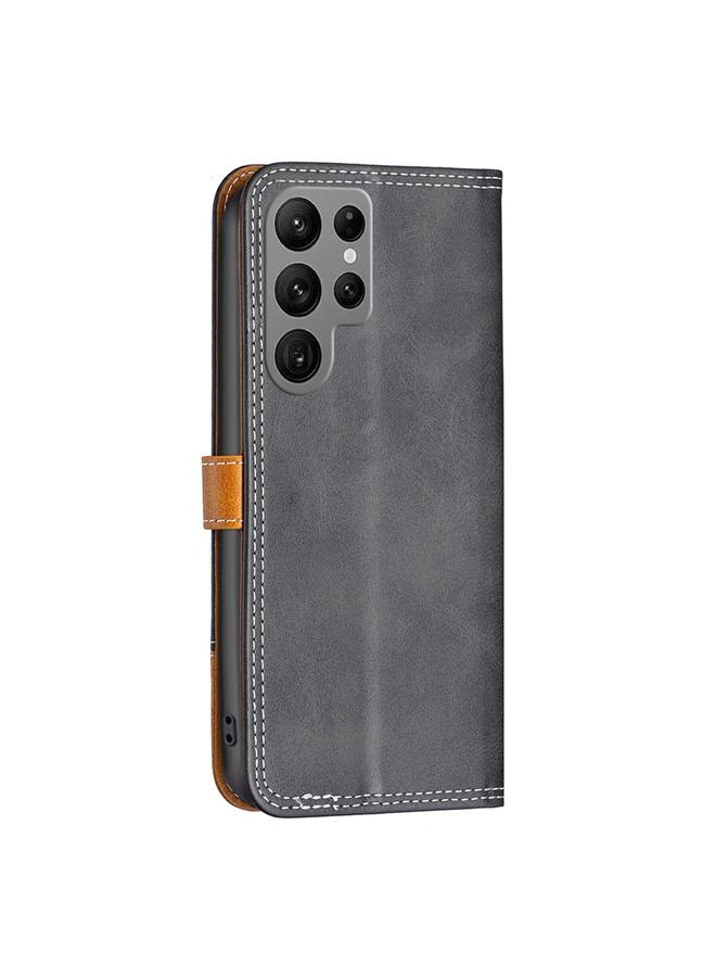 اس-توب جراب لهاتف Samsung Galaxy S23 Ultra 5G مصنوع من الجلد بخيوط خياطة مزدوجة متطابقة اللون - Image 3