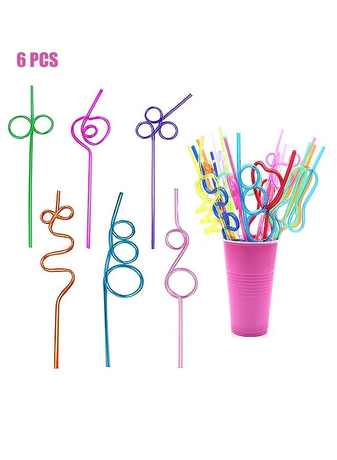 6 Pcs شراب الحفلة الملون القش الإبداعي مجموعة قشور الشرب لزخرفة طاولة الحفلة عيد الميلاد زخرفة أدوات المائدة، مخفوق الحليب، قشور ورق متعددة الأغراض للدرجة الغذائية - Image 1