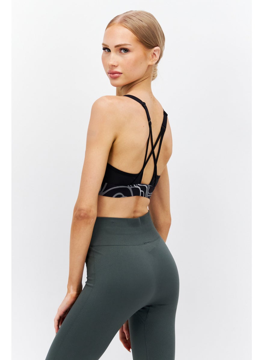 Reebok Women Printed Padded Sport Bra, Black  - Image 4