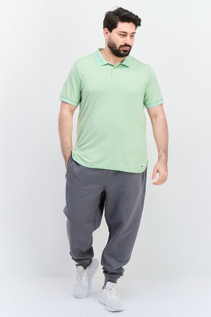 MOTION Men Sportswear Fit Short Sleeve Tennis Polo Shirt, Light Sage Green - Image 3