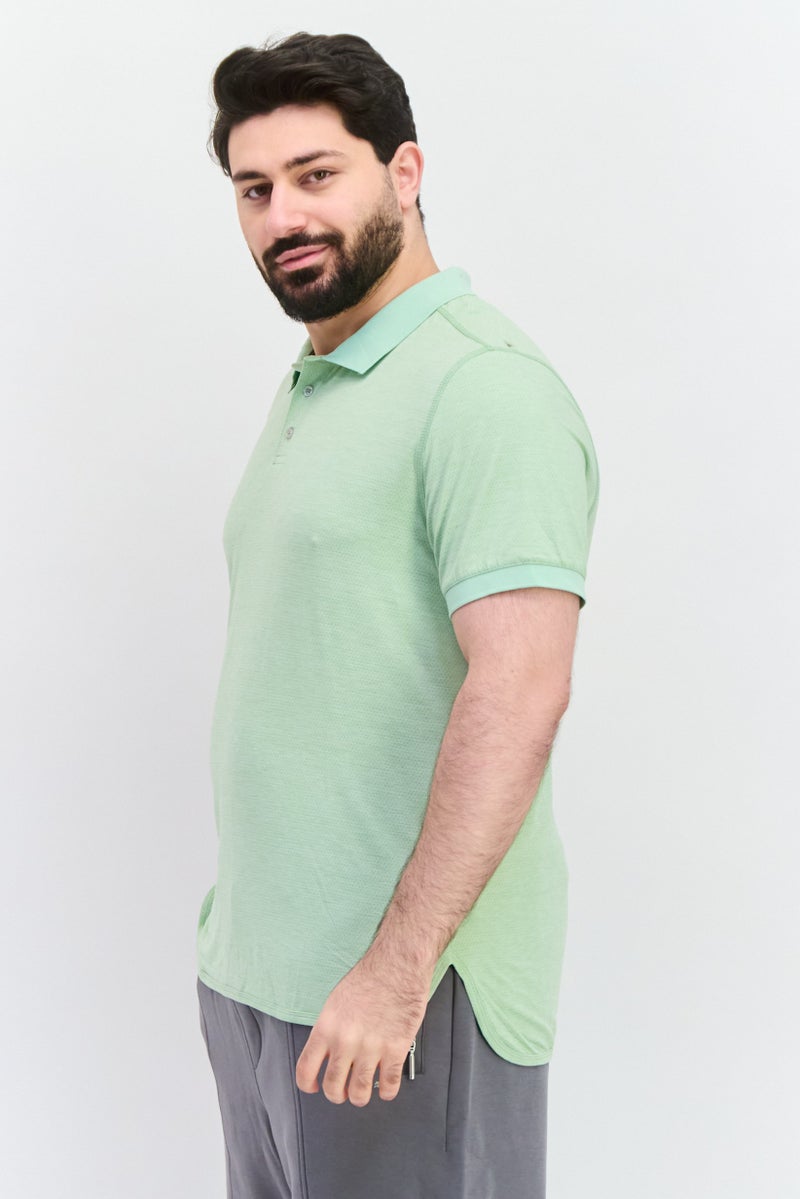 MOTION Men Sportswear Fit Short Sleeve Tennis Polo Shirt, Light Sage Green - Image 2