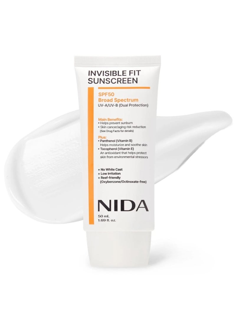 نيدا واقي الشمس NIDA Invisible Fit | حماية مزدوجة واسعة النطاق (SPF 50) من الأشعة فوق البنفسجية (UVA/UVB)... - Image 1