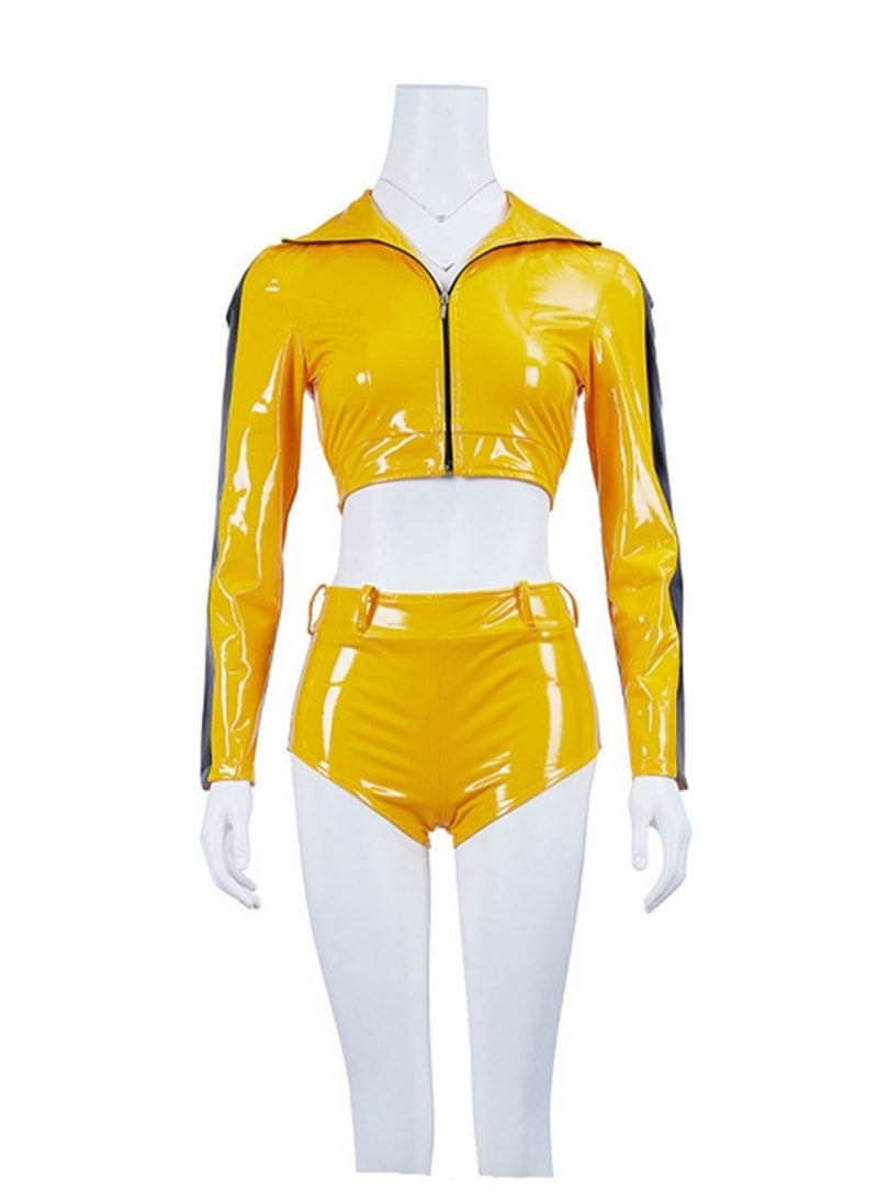 Kill Bill cos The Bride short-sleeved shorts two-piece cosplay costume - Image 1