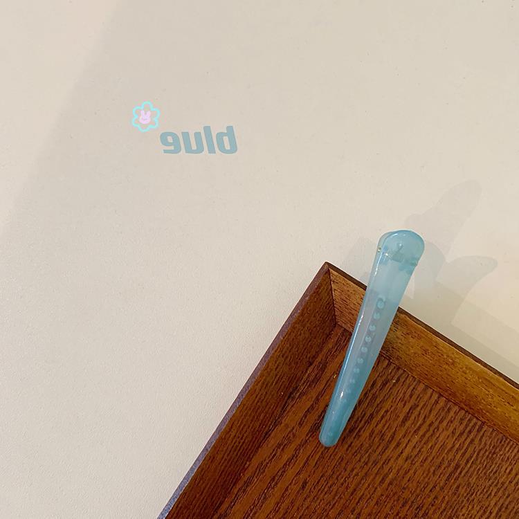 Loquat Candy Colorful Duckbill Edge Clips Simple Ponytail Girl Clips Hair Ties Fashionable Commuting Style Handmade Headwear Headdress B- 1394 Blue