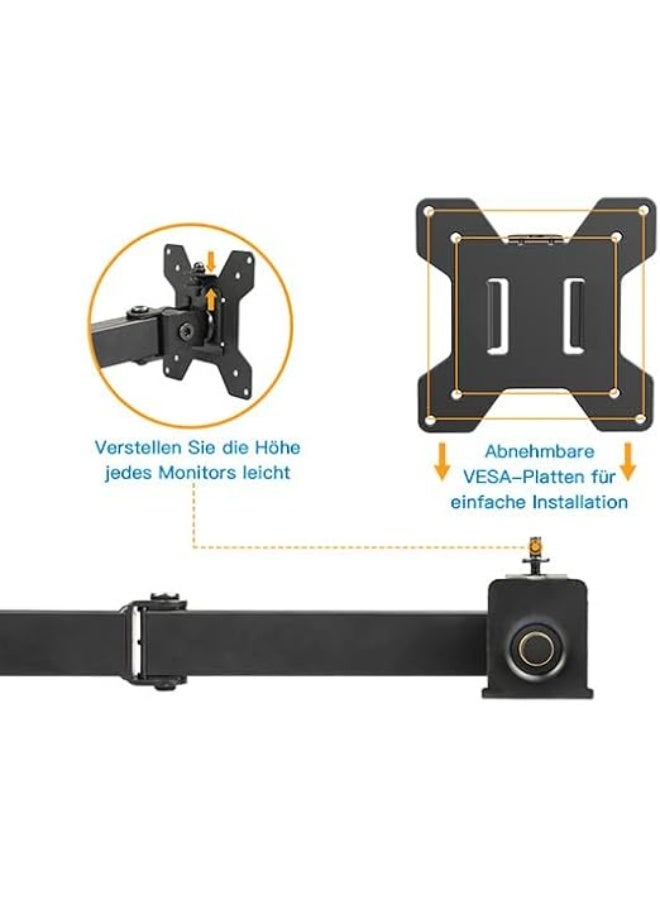 Heavy-Duty Quad Computer Monitor Mount – Fully Adjustable Stand for 4 LCD Screens (up to 27 Inches) – Supports 17.6 lbs Per Arm – Universal VESA 75x75 & 100x100mm Compatibility - Image 3