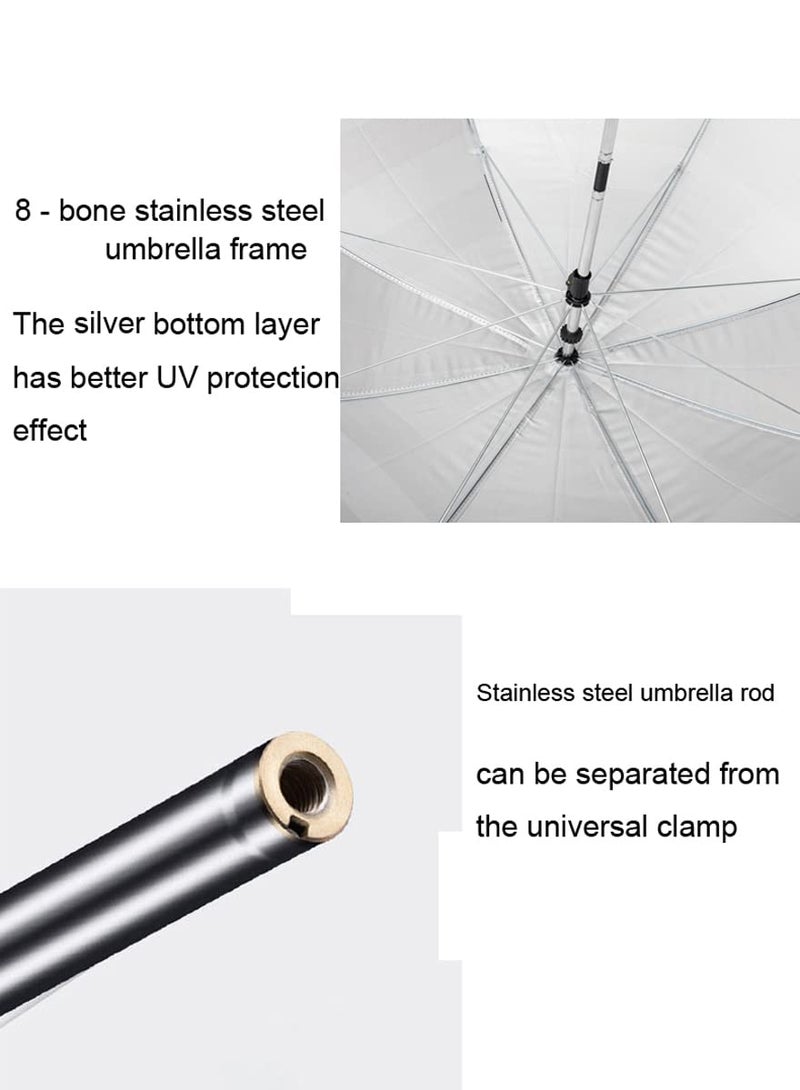 GRANDMEI Chair Umbrella with Clamp,46 inches UPF 50+ Clip on Parasol for Patio,Beach Chairs,Strollers,Wheelchairs,Golf Carts (D-Blue Stripe) - Image 4