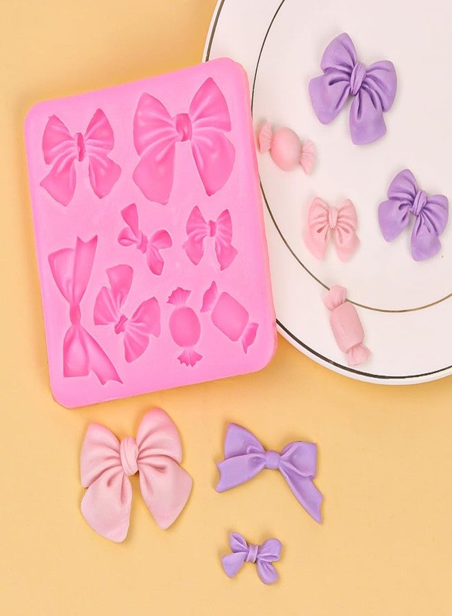 Arvintas 2PCS Bow Chocolate Mold Bow Fondant Mini Mold Silicone Cake Pop Molds Bow Cookie Cutter for Birthday Party Cupcake Topper Wedding Candy Chocolate DIY Cake Decorating Mold - Image 3