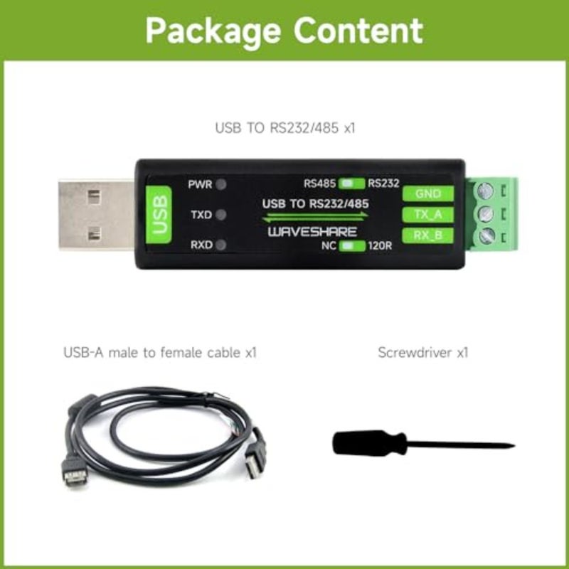 USB to RS232/485 Serial Converter with FT232RNL chip for stable transmission, black plastic housing, ideal for industrial control and data acquisition - Image 2
