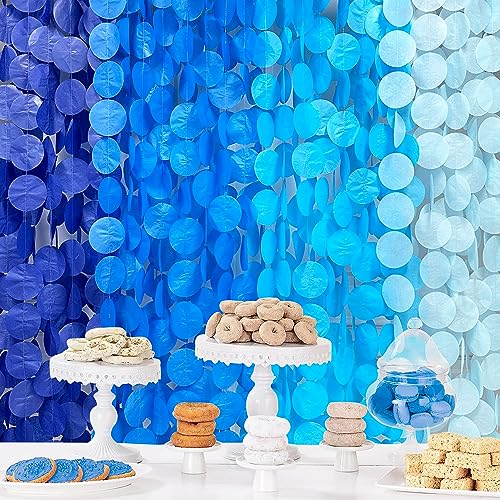PinkBlume 205 Ft Blue Party Decorations Ombre Navy Circle Dot Backdrop Streamer Royal Tissue Paper Polka Hanging Garland for Birthday Graduation Wedding Under The Sea Nautical Ahoy Achor - Image 1