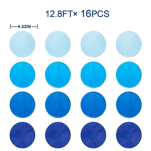 PinkBlume 205 Ft Blue Party Decorations Ombre Navy Circle Dot Backdrop Streamer Royal Tissue Paper Polka Hanging Garland for Birthday Graduation Wedding Under The Sea Nautical Ahoy Achor - Image 2