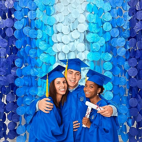 PinkBlume 205 Ft Blue Party Decorations Ombre Navy Circle Dot Backdrop Streamer Royal Tissue Paper Polka Hanging Garland for Birthday Graduation Wedding Under The Sea Nautical Ahoy Achor - Image 5