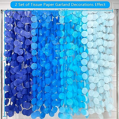 PinkBlume 205 Ft Blue Party Decorations Ombre Navy Circle Dot Backdrop Streamer Royal Tissue Paper Polka Hanging Garland for Birthday Graduation Wedding Under The Sea Nautical Ahoy Achor - Image 3