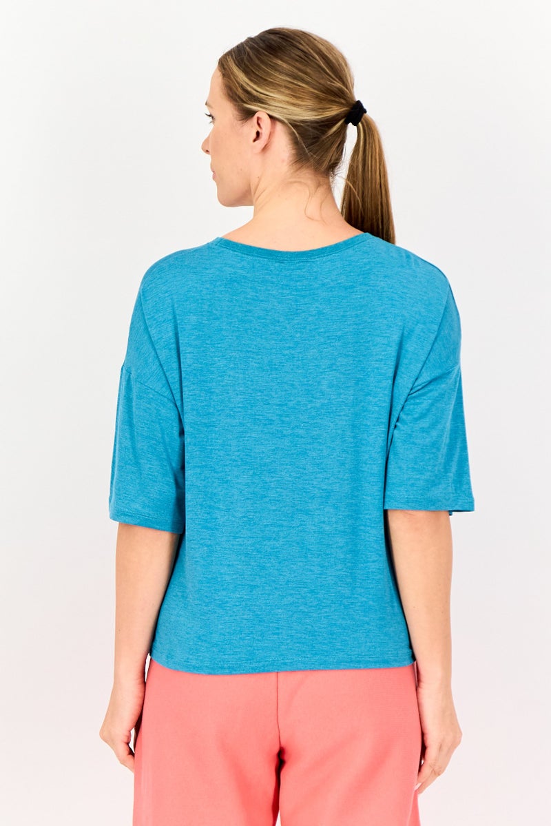 Champion Women Sportswear Fit Brand Logo Short Sleeve Training T-Shirt, Teal Green - Image 3