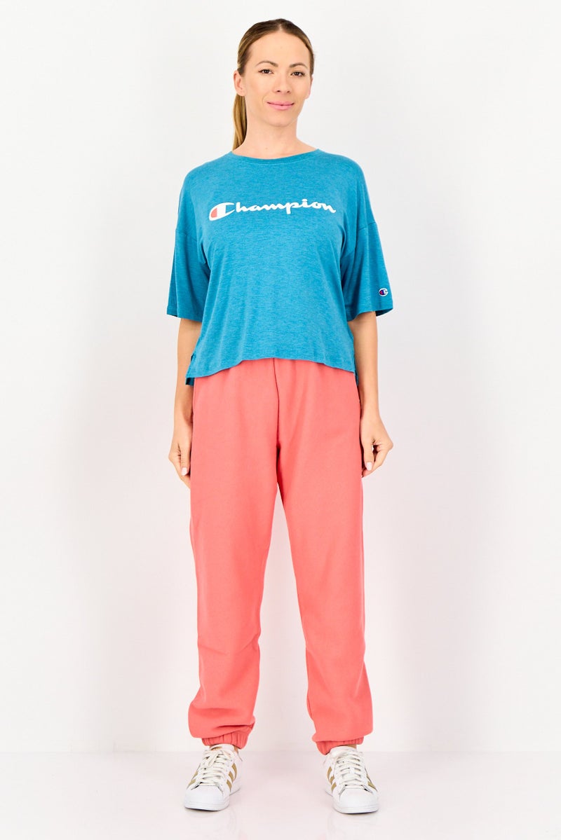 Champion Women Sportswear Fit Brand Logo Short Sleeve Training T-Shirt, Teal Green - Image 4