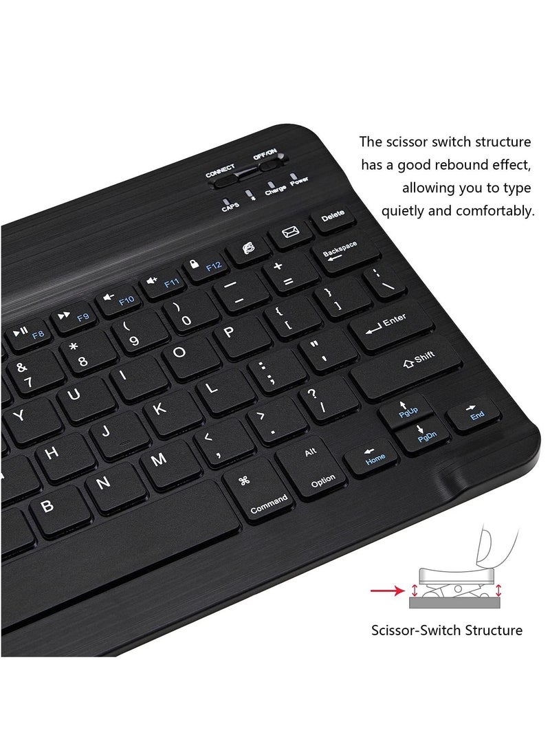 Ultra-Slim Bluetooth Keyboard and Mouse Combo Rechargeable Portable Wireless Keyboard Mouse Set for Apple iPad iPhone iOS 13 and Above Samsung Tablet Phone Smartphone Android Windows (Black) - Image 3