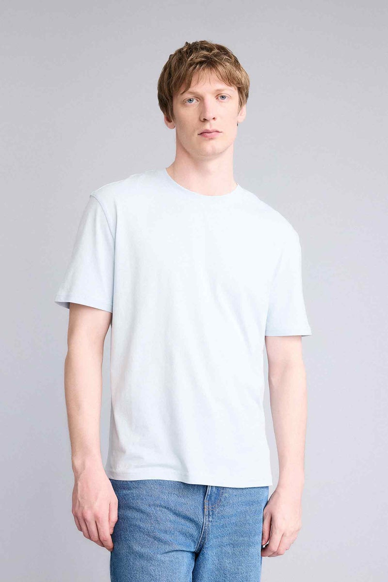 DeFacto Blue Man Regular Fit Crew Neck 100% Cotton Short Sleeve T-Shirt Casual - Image 1