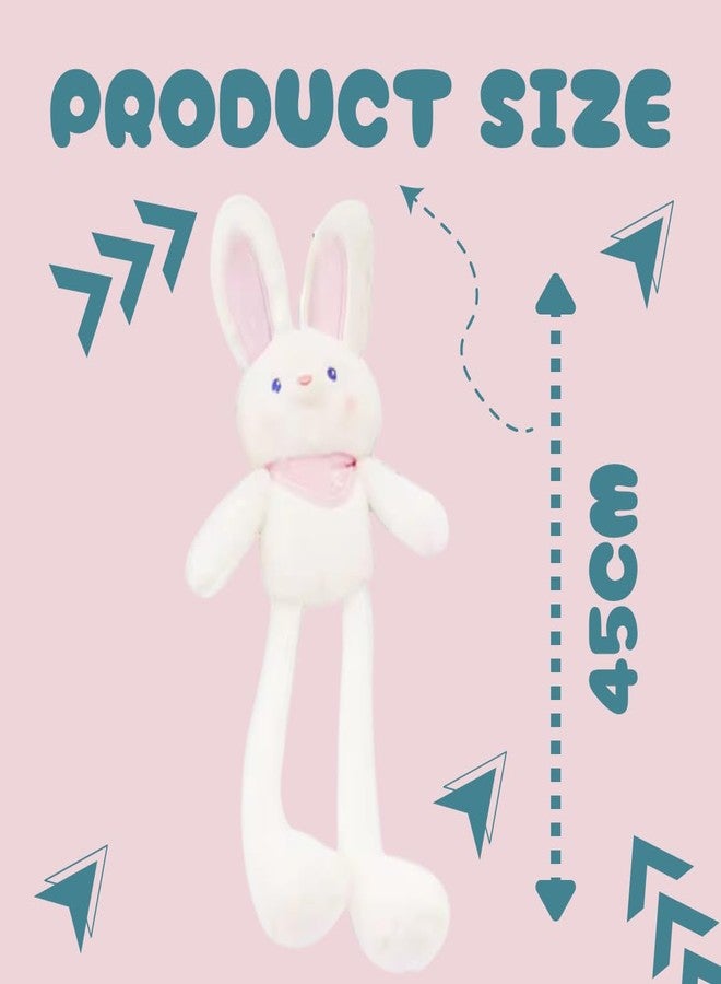 TechMax Solution Cute White Stretch Ear Bunny Plush - Image 3