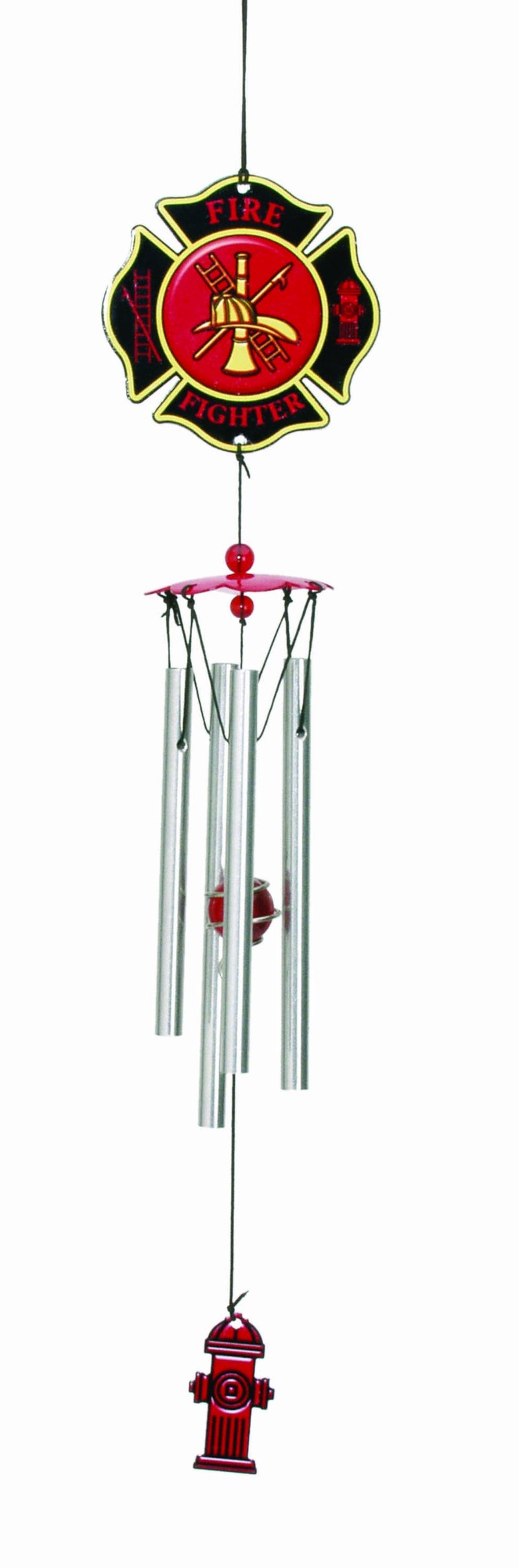 Spoontiques Firefighter Wind Chime - Outdoor Garden Décor - Decorative Chimes for Yard, Garden, Backyard and Patio Decoration - Image 1