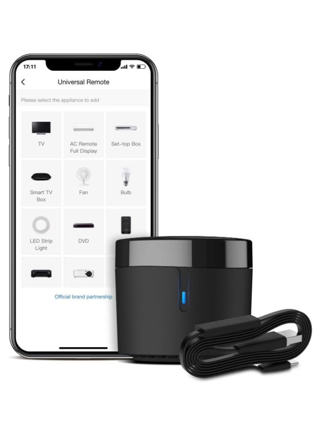Broadlink RM4mini Smart Remote Hub with Sensor Cable -WiFi IR Blaster for TV Remote, Smart AC Controller, Works with Alexa/Google Home/IFTTT - Image 1