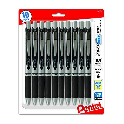 Pentel أقلام بينتل إنرجيل 0.7 مم RTX قابلة للسحب حبر أسود - نقطة متوسطة، طرف معدني، عبوة من 10 - Image 1
