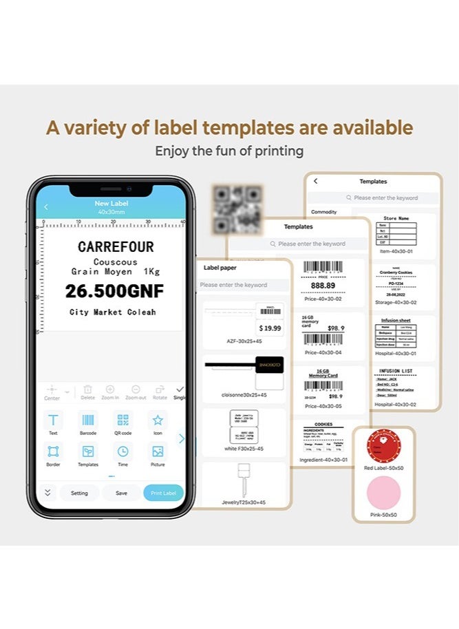 phomemo M110 Label Maker Machine with 50mm Print Width, Portable Bluetooth Thermal Label Printer, Barcode Printer for Clothing, Jewelry, Retail, Mailing, Compatible with Android IOS System (White)  - Image 4