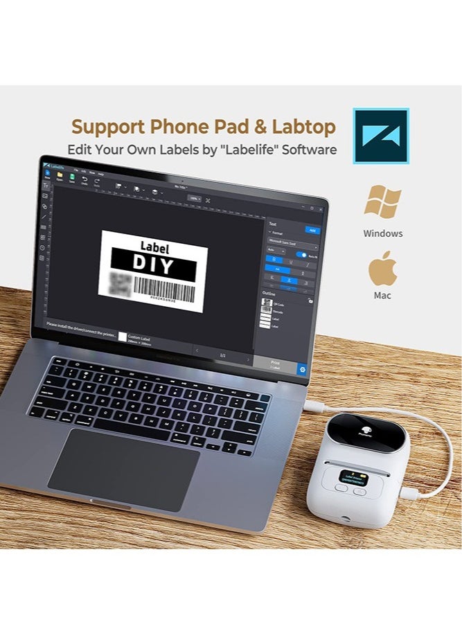 phomemo M110 Label Maker Machine with 50mm Print Width, Portable Bluetooth Thermal Label Printer, Barcode Printer for Clothing, Jewelry, Retail, Mailing, Compatible with Android IOS System (White)  - Image 5