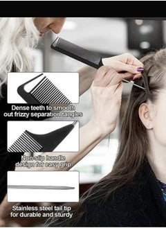 TRENZ 3 Pieces Hair Styling Comb Set Teasing Hair Brush Rat Tail Comb Edge Brush for Edge & Back Brushing, Combing, Slicking Hair for Women (Black)  - Image 2