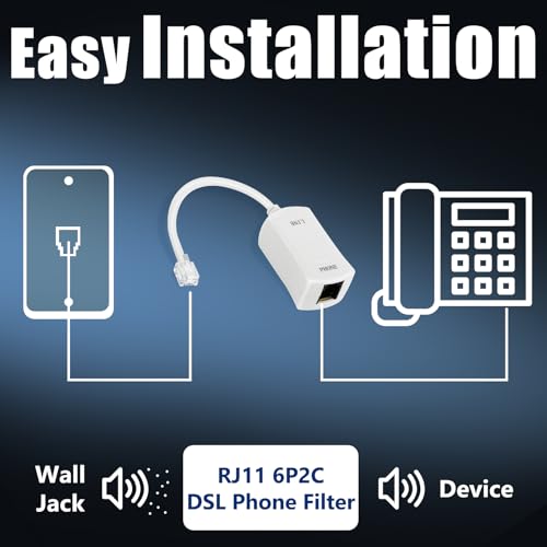 Uvital DSL Filter for Landline Phone, 1 Pack DSL Modem Phone Filter Adapter, RJ11 6P2C Male to Female ADSL Cable in-line ADSL Filters for Fax Machines/Answering Machines, White - Image 5