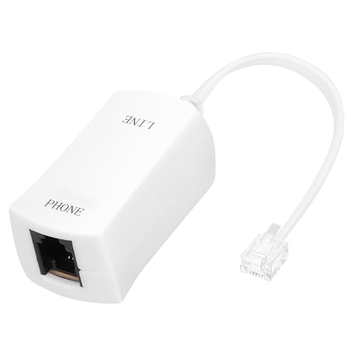 Uvital DSL Filter for Landline Phone, 1 Pack DSL Modem Phone Filter Adapter, RJ11 6P2C Male to Female ADSL Cable in-line ADSL Filters for Fax Machines/Answering Machines, White - Image 1