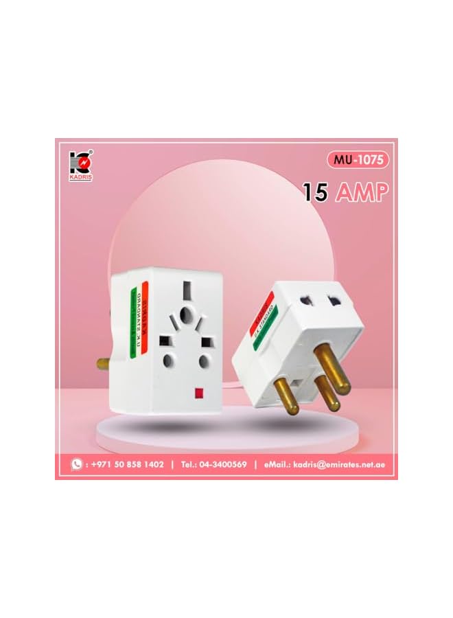 KADRIS Kadris MU-1075 13A Universal Travel Plug Adapter, White  - Image 3