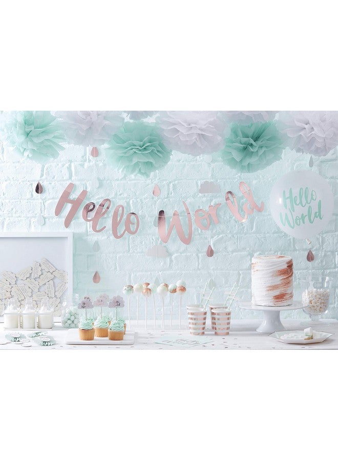 Ginger Ray Hello World Mint & Rose Gold Baby Shower Paper Napkins X 20 Hello World - Image 4