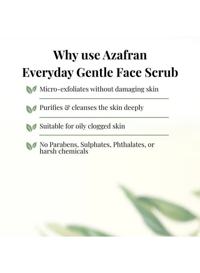 Azafran Organic Gentle Face Scrub For Daily Use | Remove Blackheads, Dead Skin | Exfoliates Gently with Jojoba Beads, Coconut Shell Powder and AHAs, 100g - Image 5