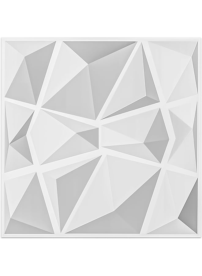 Zaboon ألواح جدارية ثلاثية الأبعاد بتصميم الماس الأبيض - عبوة من 12 بلاطة 32 قدم مربع (PVC) - Image 1