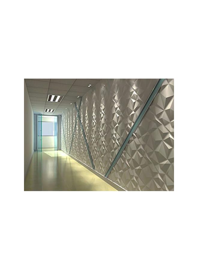 Zaboon ألواح جدارية ثلاثية الأبعاد بتصميم الماس الأبيض - عبوة من 12 بلاطة 32 قدم مربع (PVC) - Image 2