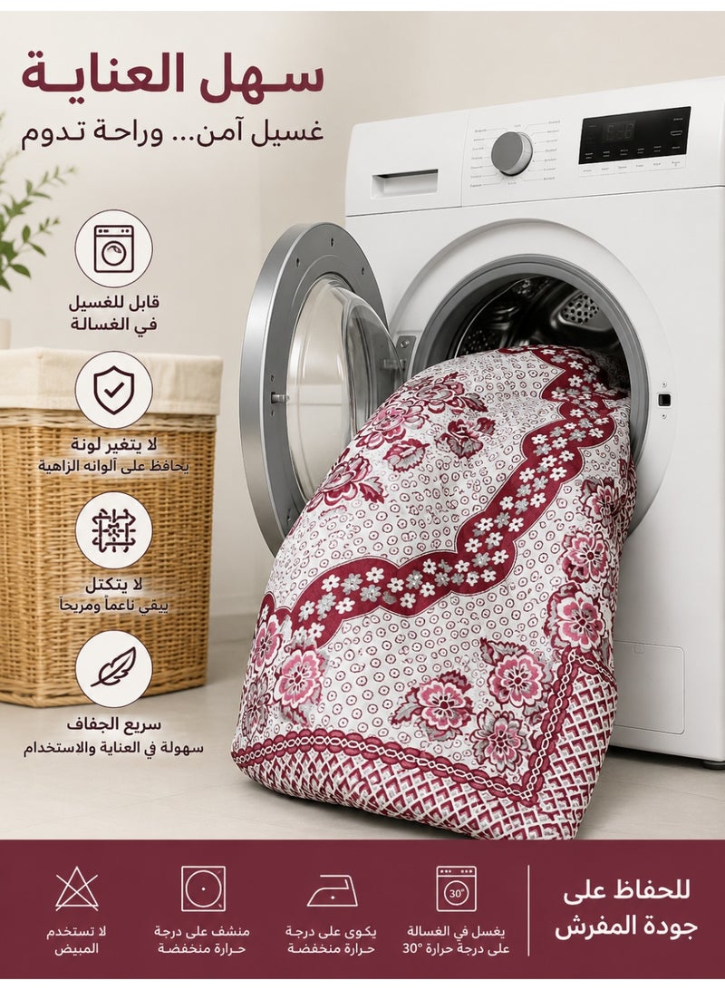 Classic Patterned Bed Cover 1-Piece – Floral & Geometric Decorative Bedspread – 220x220 cm - Image 4