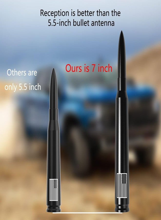 Engirette Car Truck Bullet Antenna with Tire Valve Caps American Flag Universal Short Replacement for GMC Sierra Chevy Silverado Dodge Ram 1500 2500 3500 Ford F150 F250 F350 Super Duty Raptor Accessories, Black - Image 2