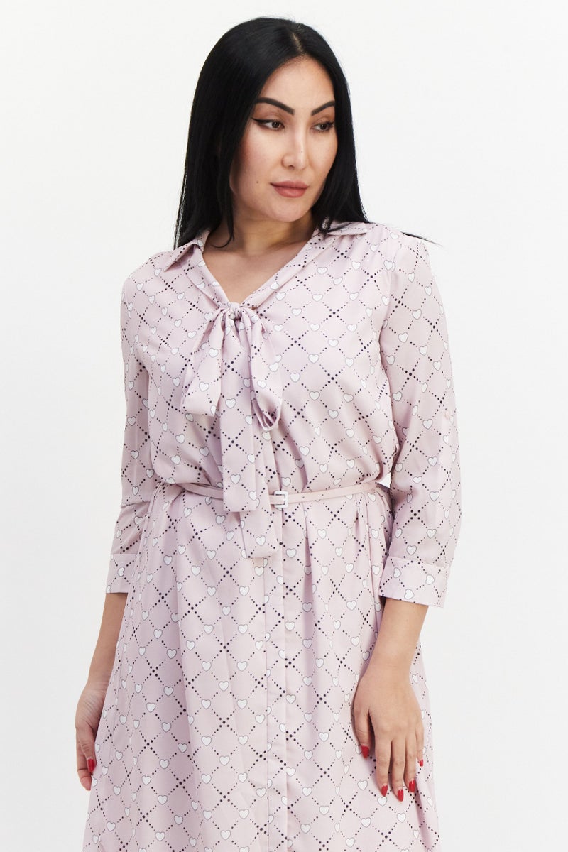 VERO MODA فستان قميص ميدي مزين بطبعة شاملة للنساء، متعدد الألوان - Image 3