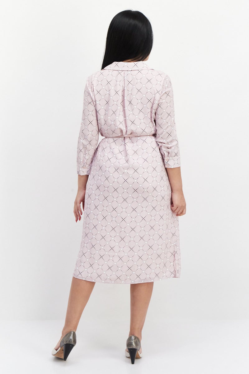 VERO MODA فستان قميص ميدي مزين بطبعة شاملة للنساء، متعدد الألوان - Image 4