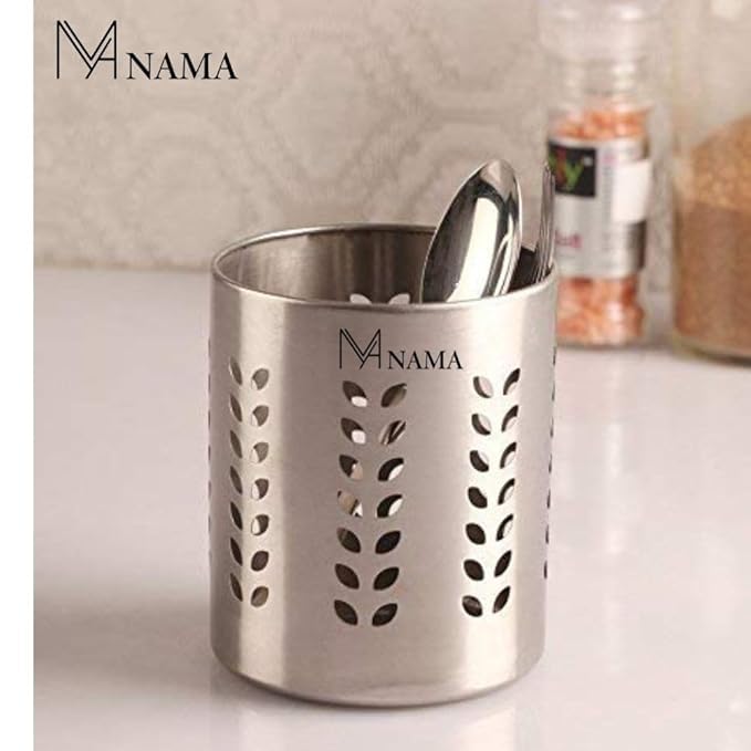 NAMA NAMA Stainless Steel Multipurpose Cutlery Stand for Kitchen Spoon Stand Pen Stand Cutlery Holder Spoon Holder for Kitchen Dining Table Set of 4 Size 7cm 10cm  - Image 2