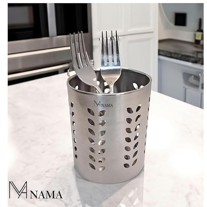 NAMA NAMA Stainless Steel Multipurpose Cutlery Stand for Kitchen Spoon Stand Pen Stand Cutlery Holder Spoon Holder for Kitchen Dining Table Set of 4 Size 7cm 10cm  - Image 5