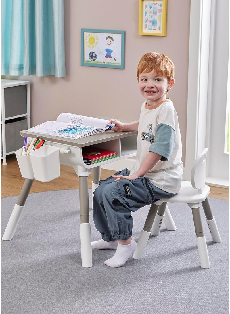 Children’s Learning Study Table with 2 Chairs – Adjustable Height, Wooden Design - Image 1