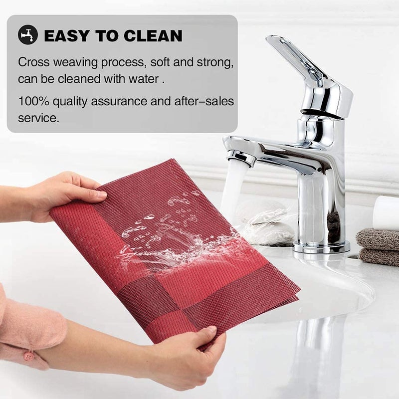 Mockery Placemats WipeClean Place Mats Set of 6 HeatResistant placemats Vinyl Table Mats DirtRepellent Place mats for The Home Restaurant Kitchen and Dining Table 30x45cm Wine Red L12B - Image 3