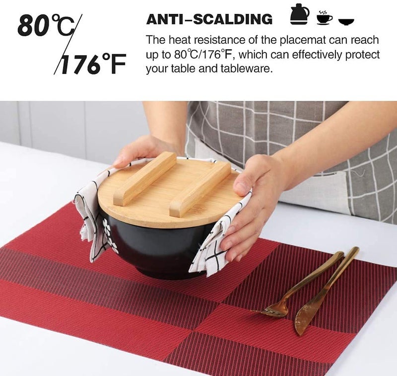 Mockery Placemats WipeClean Place Mats Set of 6 HeatResistant placemats Vinyl Table Mats DirtRepellent Place mats for The Home Restaurant Kitchen and Dining Table 30x45cm Wine Red L12B - Image 2
