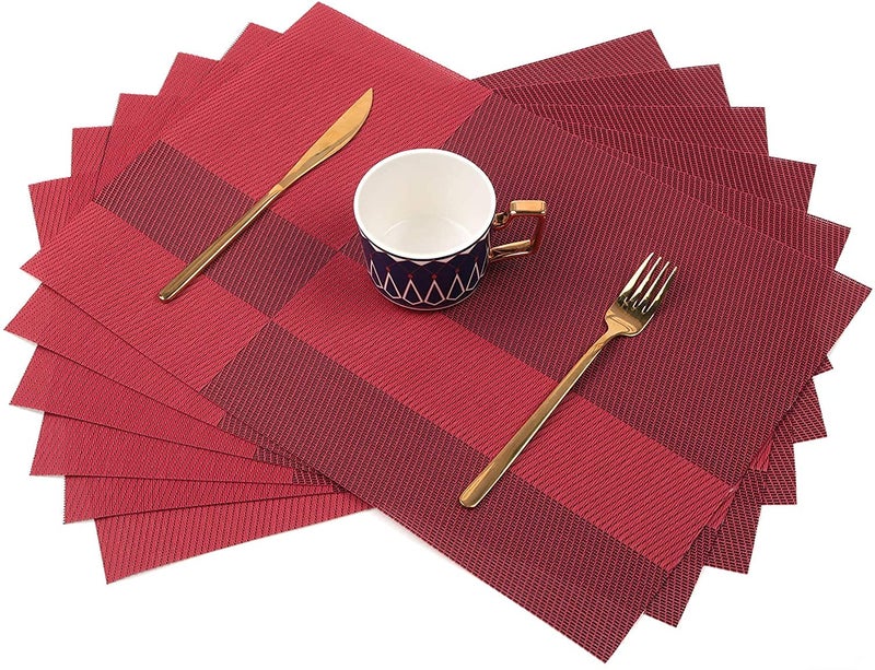 Mockery Placemats WipeClean Place Mats Set of 6 HeatResistant placemats Vinyl Table Mats DirtRepellent Place mats for The Home Restaurant Kitchen and Dining Table 30x45cm Wine Red L12B - Image 1