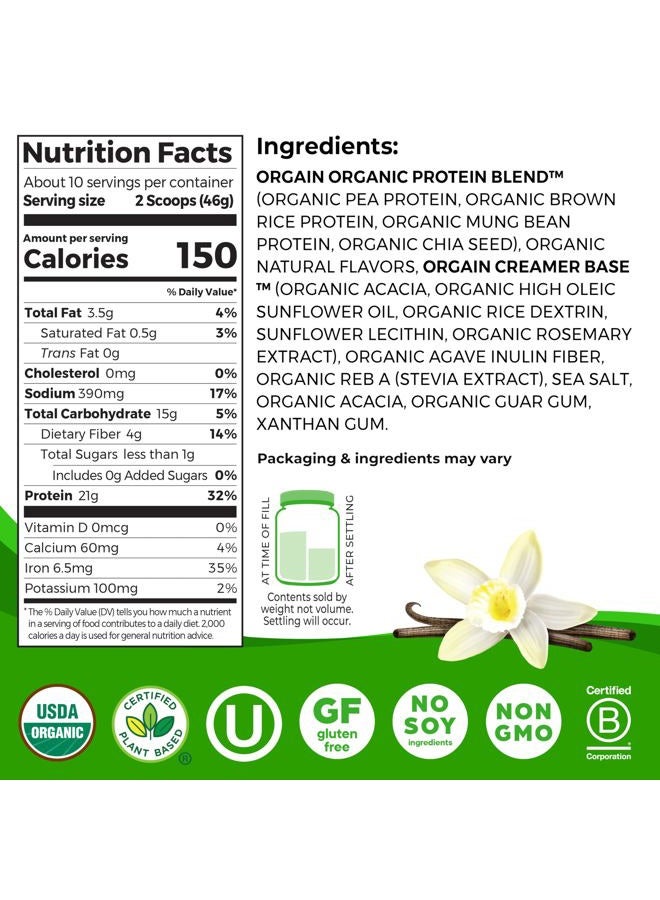 Orgain Organic Vegan Protein Powder, Vanilla Bean - 21g Plant Based Protein, 4g Prebiotic Fiber, No Lactose Ingredients, No Added Sugar, Non-GMO, For Shakes & Smoothies, 1.02 lb (Packaging May Vary) - Image 2