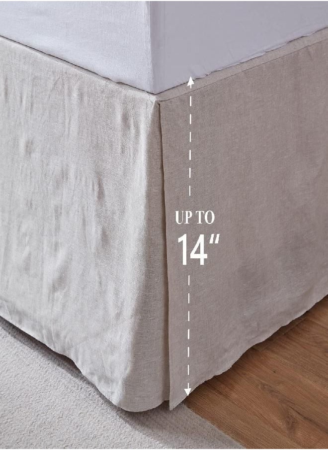 Simple&Opulence Simple&Opulence 100% Belgian Linen Bed Skirt with Classic 14 inch Tailored Drop Dust Ruffle, Easy Fit Breathable Premium Natural Flax- Basic Linen, King  - Image 2