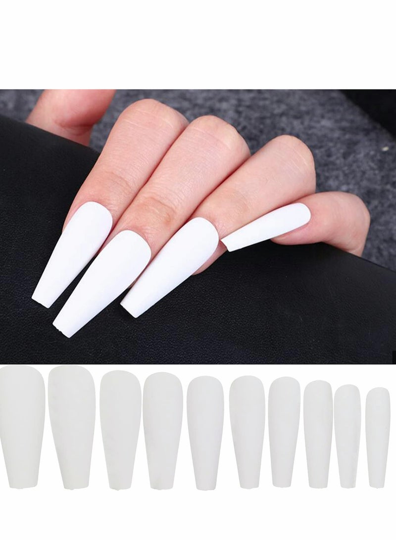 Excefore 400pc Long Press on Nails Matte Coffin Ballerina Full Cover Fake Nail Tips DIY Acrylic False Nails for Women Girls Nail Art Decoration - Image 3