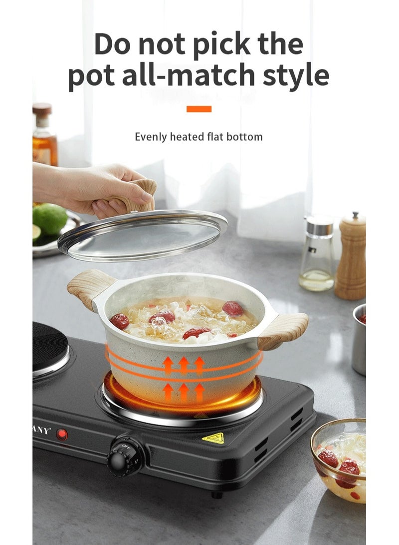 سوكاني موقد كهربائي سخان كهربائي بشعلتين 2000 وات SK-5107 أسود - Image 4